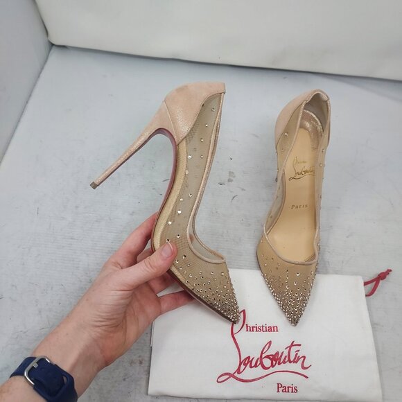 Christian Louboutin Follies Crystal Bridal Wedding Strass Pump - Picture 1 of 13